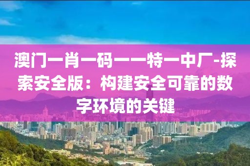 澳门一肖一码一一特一中厂-探索安全版：构建安全可靠的数字环境的关键