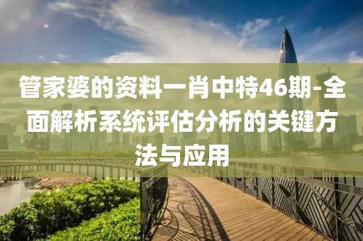 管家婆的资料一肖中特46期-全面解析系统评估分析的关键方法与应用