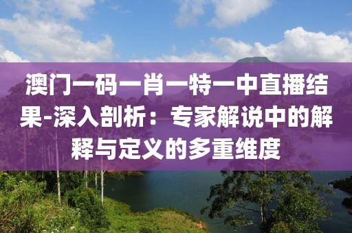 澳门一码一肖一特一中直播结果-深入剖析：专家解说中的解释与定义的多重维度