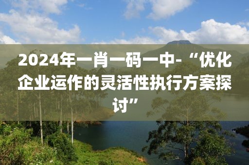 2024年一肖一码一中-“优化企业运作的灵活性执行方案探讨”