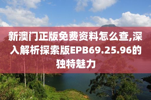 新澳门正版免费资料怎么查,深入解析探索版EPB69.25.96的独特魅力