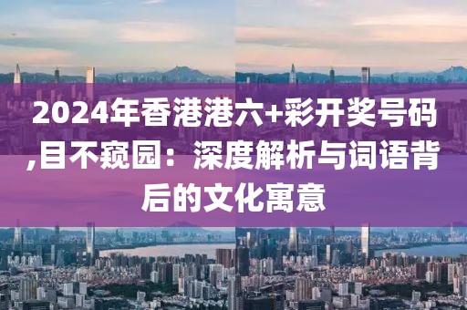 2024年香港港六+彩开奖号码,目不窥园：深度解析与词语背后的文化寓意