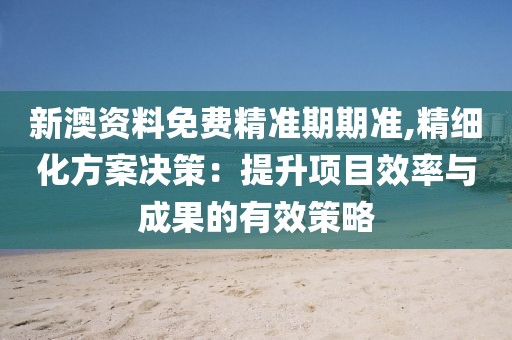 新澳资料免费精准期期准,精细化方案决策：提升项目效率与成果的有效策略