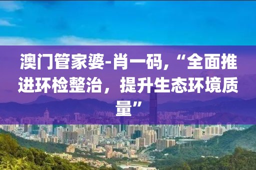 澳门管家婆-肖一码,“全面推进环检整治，提升生态环境质量”