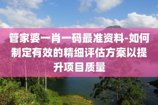 管家婆一肖一码最准资料-如何制定有效的精细评估方案以提升项目质量