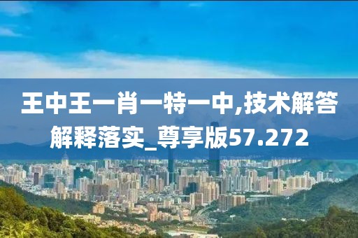 王中王一肖一特一中,技术解答解释落实_尊享版57.272