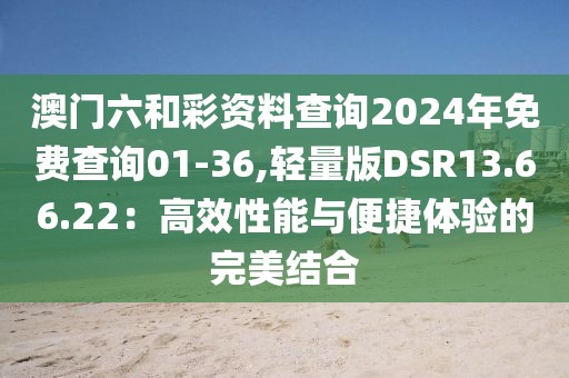 澳门六和彩资料查询2024年免费查询01-36,轻量版DSR13.66.22：高效性能与便捷体验的完美结合