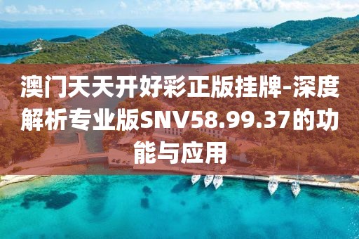 澳门天天开好彩正版挂牌-深度解析专业版SNV58.99.37的功能与应用