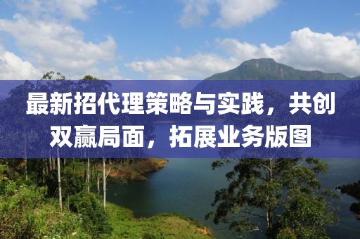 最新招代理策略与实践，共创双赢局面，拓展业务版图