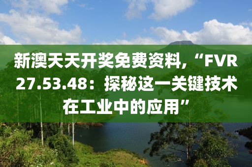 新澳天天开奖免费资料,“FVR27.53.48：探秘这一关键技术在工业中的应用”