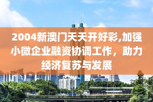 2004新澳门天天开好彩,加强小微企业融资协调工作，助力经济复苏与发展