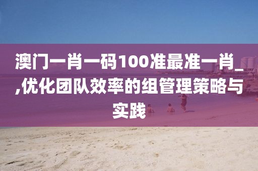 澳门一肖一码100准最准一肖_,优化团队效率的组管理策略与实践