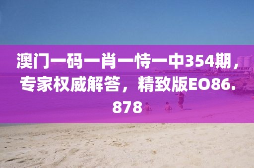 澳门一码一肖一恃一中354期，专家权威解答，精致版EO86.878