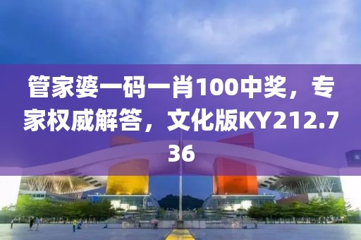 管家婆一码一肖100中奖，专家权威解答，文化版KY212.736