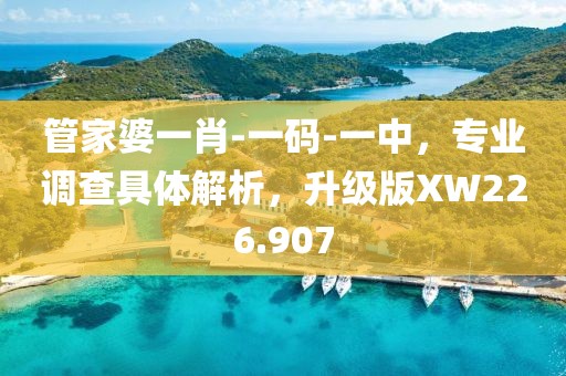 管家婆一肖-一码-一中，专业调查具体解析，升级版XW226.907