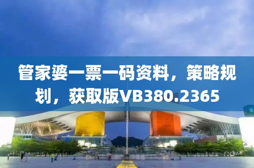 管家婆一票一码资料，策略规划，获取版VB380.2365