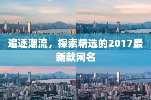追逐潮流，探索精选的2017最新款网名