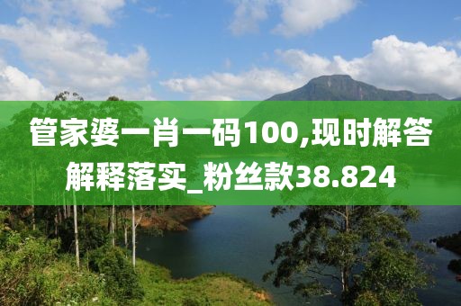 管家婆一肖一码100,现时解答解释落实_粉丝款38.824