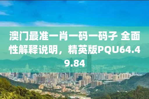 澳门最准一肖一码一码孑 全面性解释说明，精英版PQU64.49.84