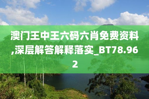 澳门王中王六码六肖免费资料,深层解答解释落实_BT78.962
