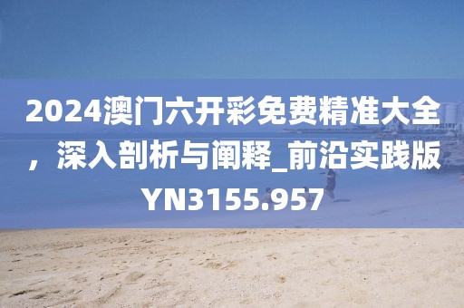 2024澳门六开彩免费精准大全，深入剖析与阐释_前沿实践版YN3155.957