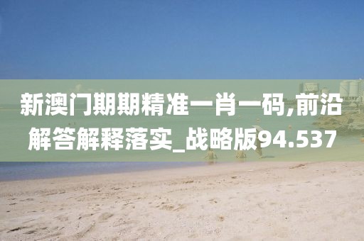 新澳门期期精准一肖一码,前沿解答解释落实_战略版94.537