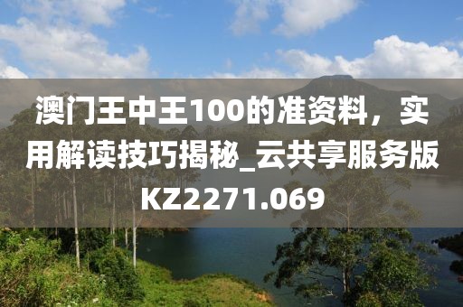 澳门王中王100的准资料，实用解读技巧揭秘_云共享服务版KZ2271.069