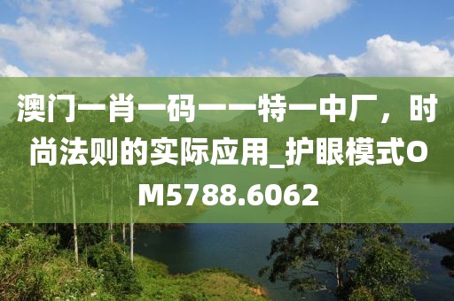 澳门一肖一码一一特一中厂，时尚法则的实际应用_护眼模式OM5788.6062