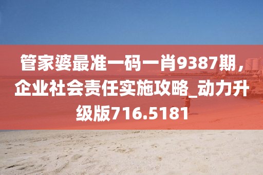 管家婆最准一码一肖9387期，企业社会责任实施攻略_动力升级版716.5181