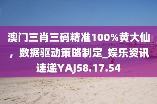 澳门三肖三码精准100%黄大仙，数据驱动策略制定_娱乐资讯速递YAJ58.17.54