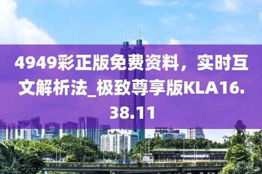 4949彩正版免费资料，实时互文解析法_极致尊享版KLA16.38.11