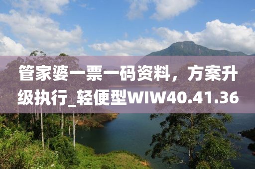管家婆一票一码资料，方案升级执行_轻便型WIW40.41.36