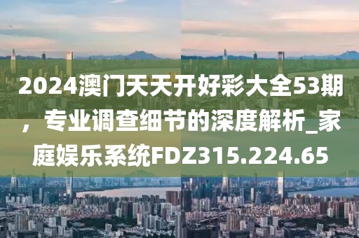 2024澳门天天开好彩大全53期，专业调查细节的深度解析_家庭娱乐系统FDZ315.224.65