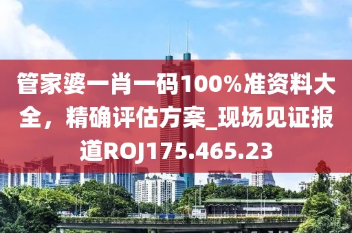 管家婆一肖一码100%准资料大全，精确评估方案_现场见证报道ROJ175.465.23