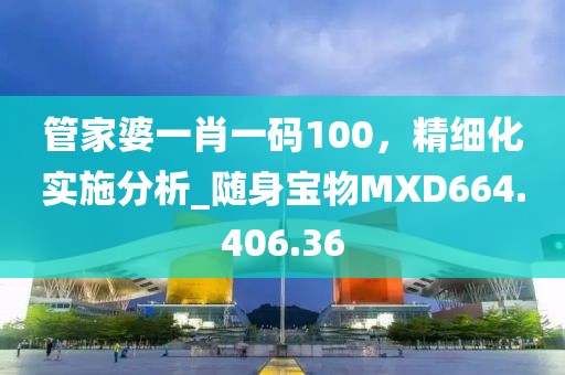 管家婆一肖一码100，精细化实施分析_随身宝物MXD664.406.36