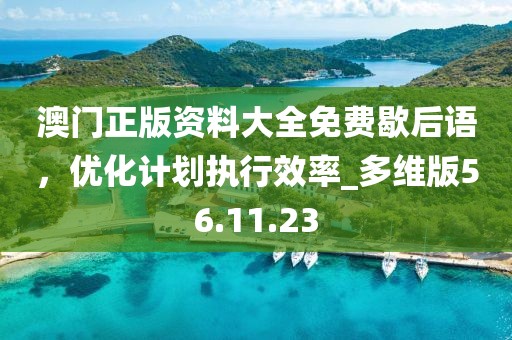 澳门正版资料大全免费歇后语，优化计划执行效率_多维版56.11.23