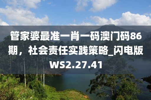 管家婆最准一肖一码澳门码86期，社会责任实践策略_闪电版WS2.27.41