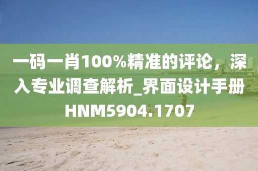 一码一肖100%精准的评论，深入专业调查解析_界面设计手册HNM5904.1707
