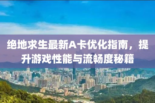 绝地求生最新A卡优化指南，提升游戏性能与流畅度秘籍