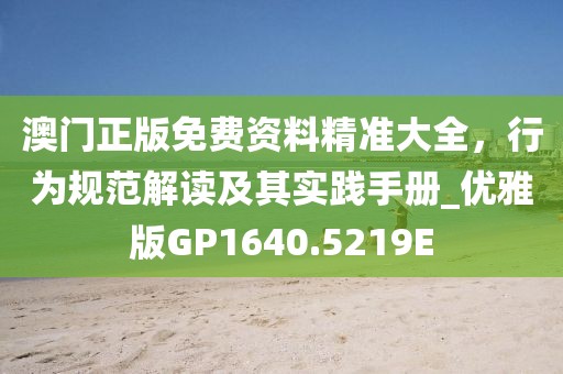 澳门正版免费资料精准大全，行为规范解读及其实践手册_优雅版GP1640.5219E