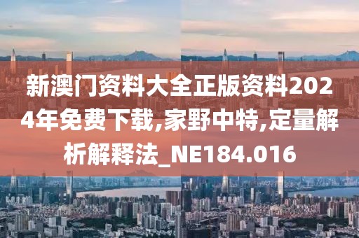 新澳门资料大全正版资料2024年免费下载,家野中特,定量解析解释法_NE184.016
