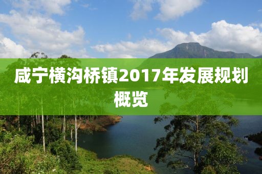 咸宁横沟桥镇2017年发展规划概览