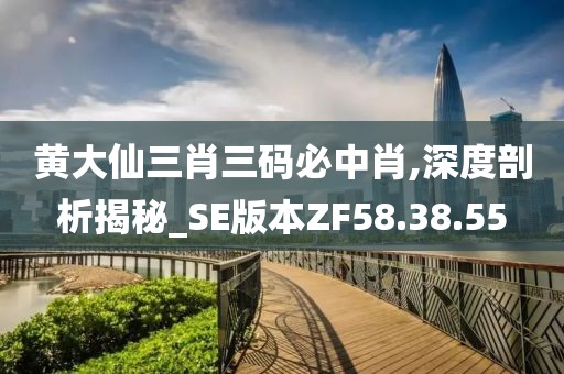 黄大仙三肖三码必中肖,深度剖析揭秘_SE版本ZF58.38.55