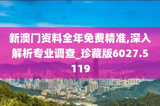 新澳门资料全年免费精准,深入解析专业调查_珍藏版6027.5119