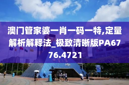 澳门管家婆一肖一码一特,定量解析解释法_极致清晰版PA6776.4721