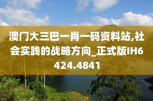 澳门大三巴一肖一码资料站,社会实践的战略方向_正式版IH6424.4841