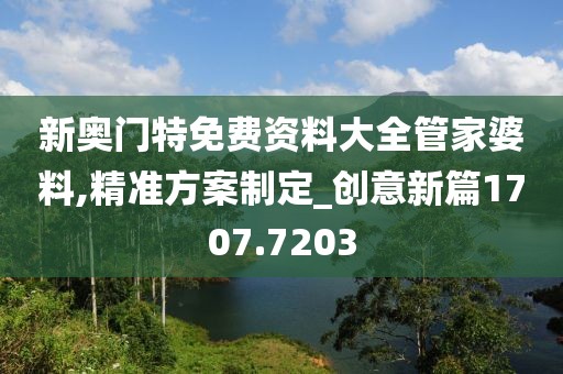 新奥门特免费资料大全管家婆料,精准方案制定_创意新篇1707.7203