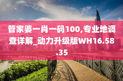 管家婆一肖一码100,专业地调查详解_动力升级版WH16.58.35