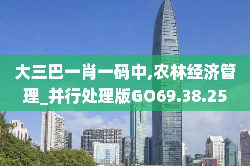 大三巴一肖一码中,农林经济管理_并行处理版GO69.38.25