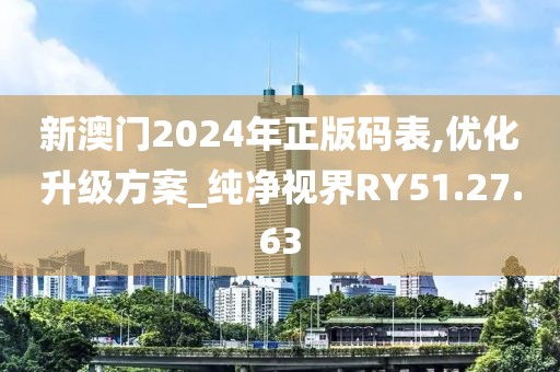 新澳门2024年正版码表,优化升级方案_纯净视界RY51.27.63